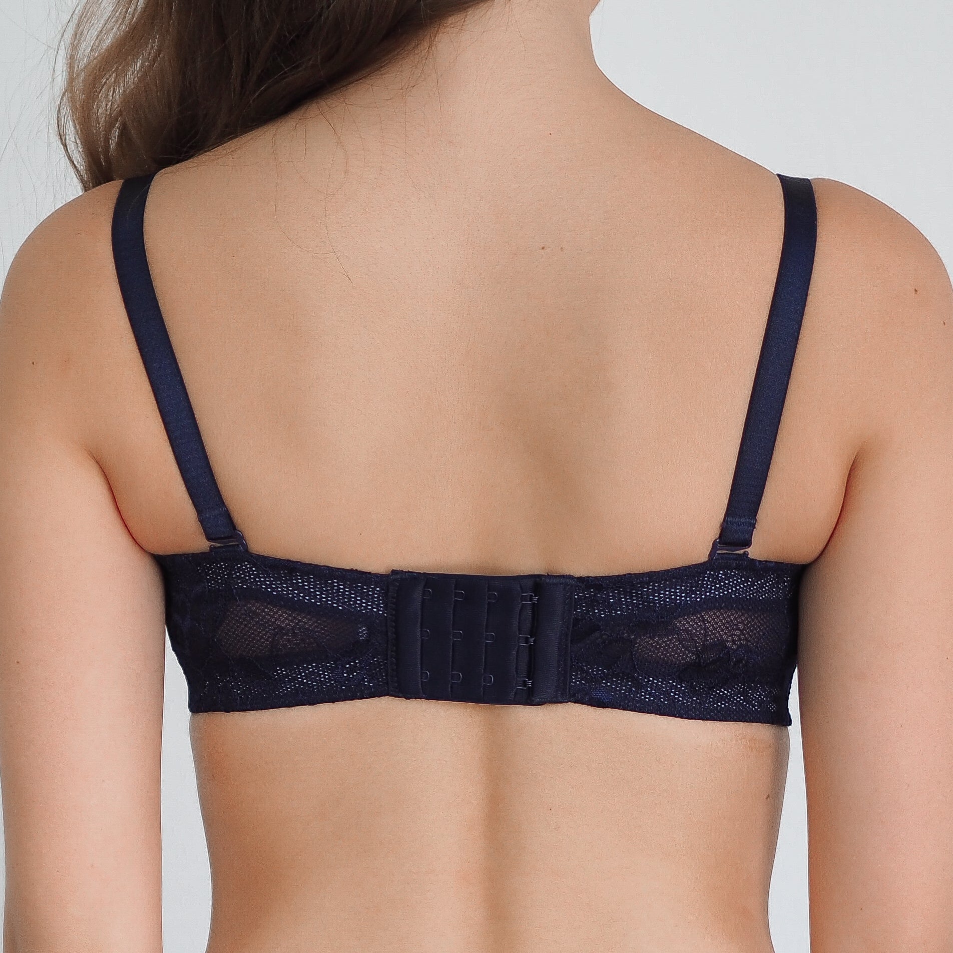 Laced It Up! Non-Slip Strapless Push Up Bra in Midnight Blue (Size L Only)