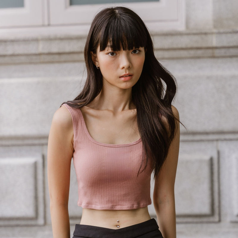 Urban Edge! Thick Straps Crop Bra Top (Ribbed Cotton)