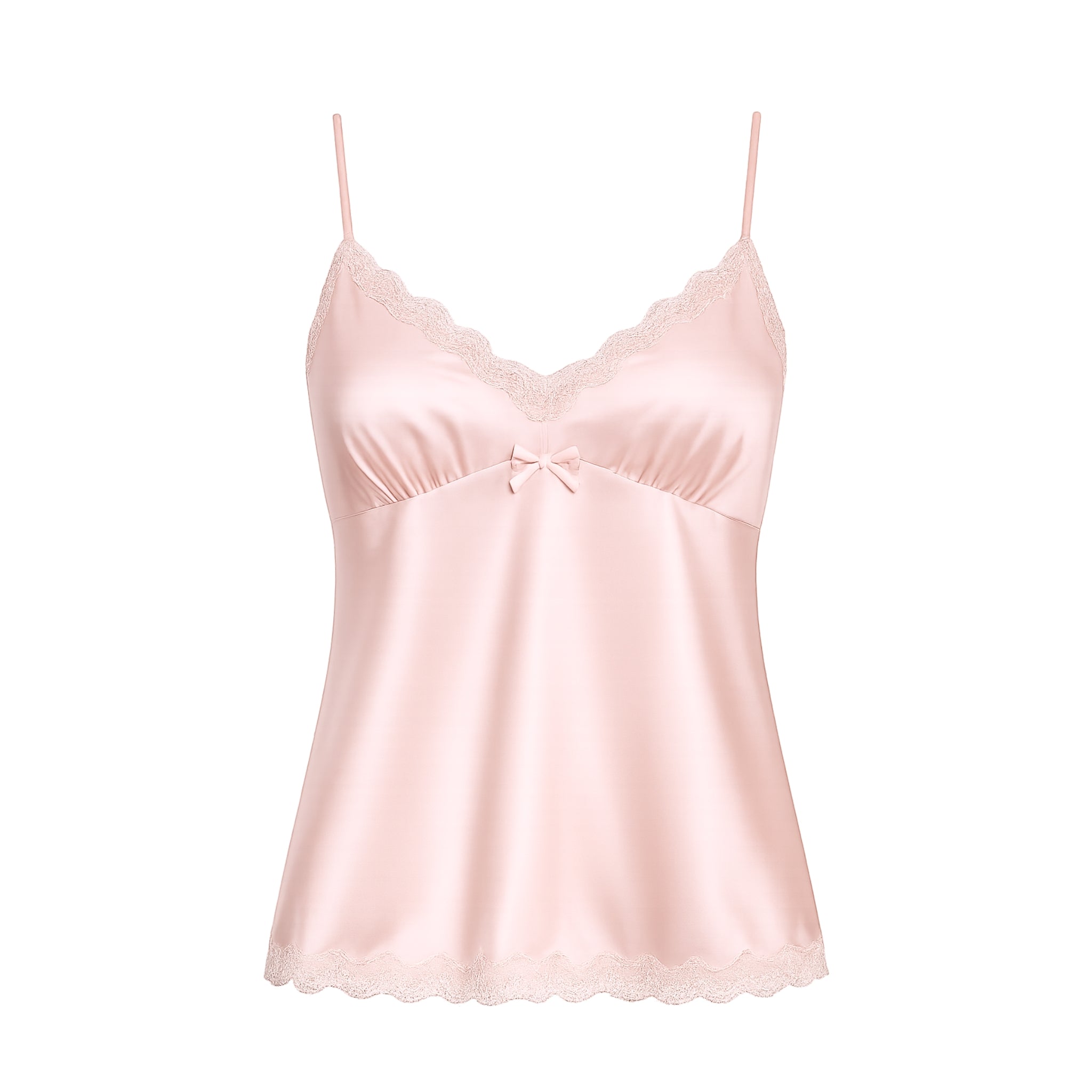 Soft Bloom Satin Bra Top Set in Champagne Pink