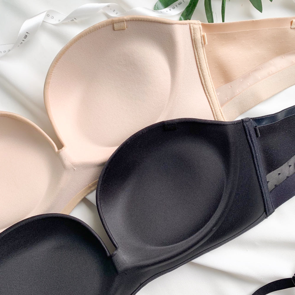 Mini Polka 2-Way Strapless Push Up Wireless Bra in Black