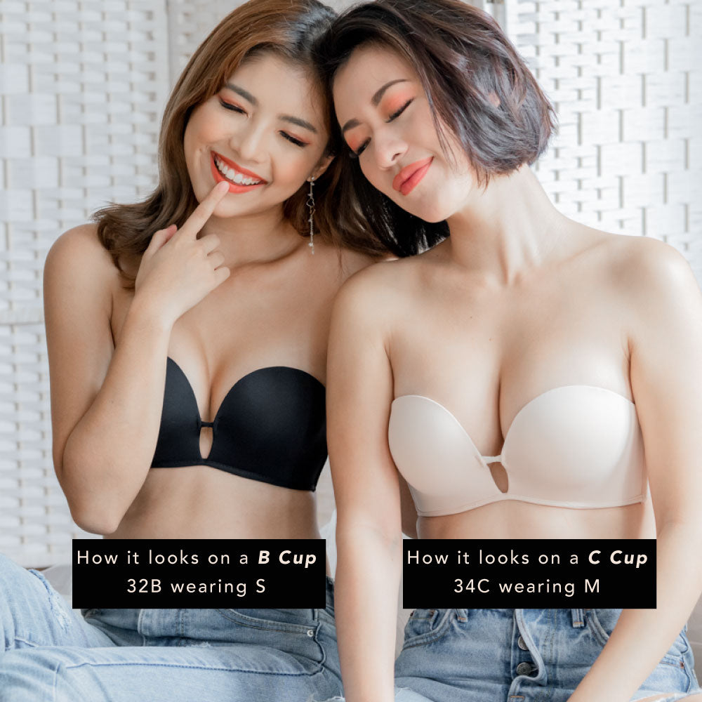 LIFT IT UP! 100% Non-Slip Super Push Up Strapless Wireless Bra in Nude (Size XXL only)