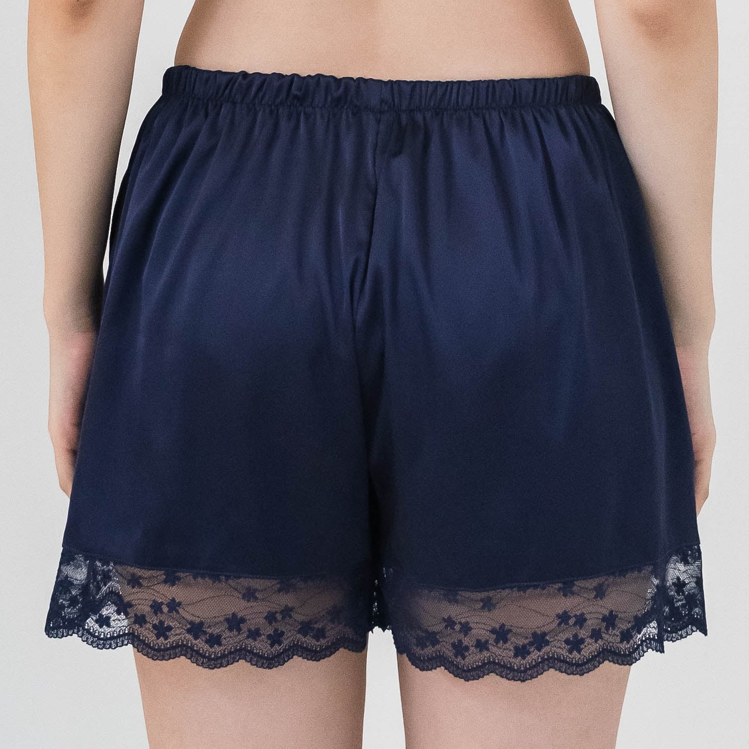 Full Bloom Satin Bra Top Set in Midnight Blue