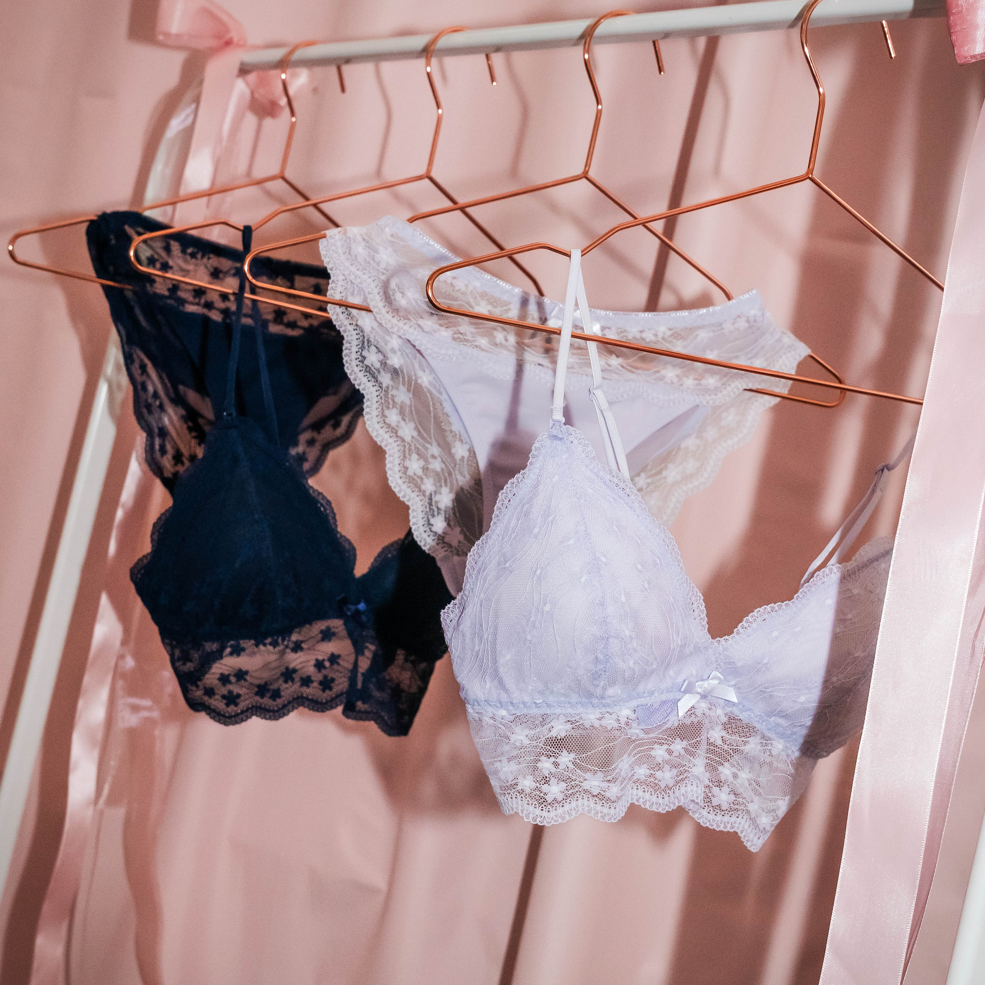 Full Bloom Lace Bralette Set in Midnight Blue