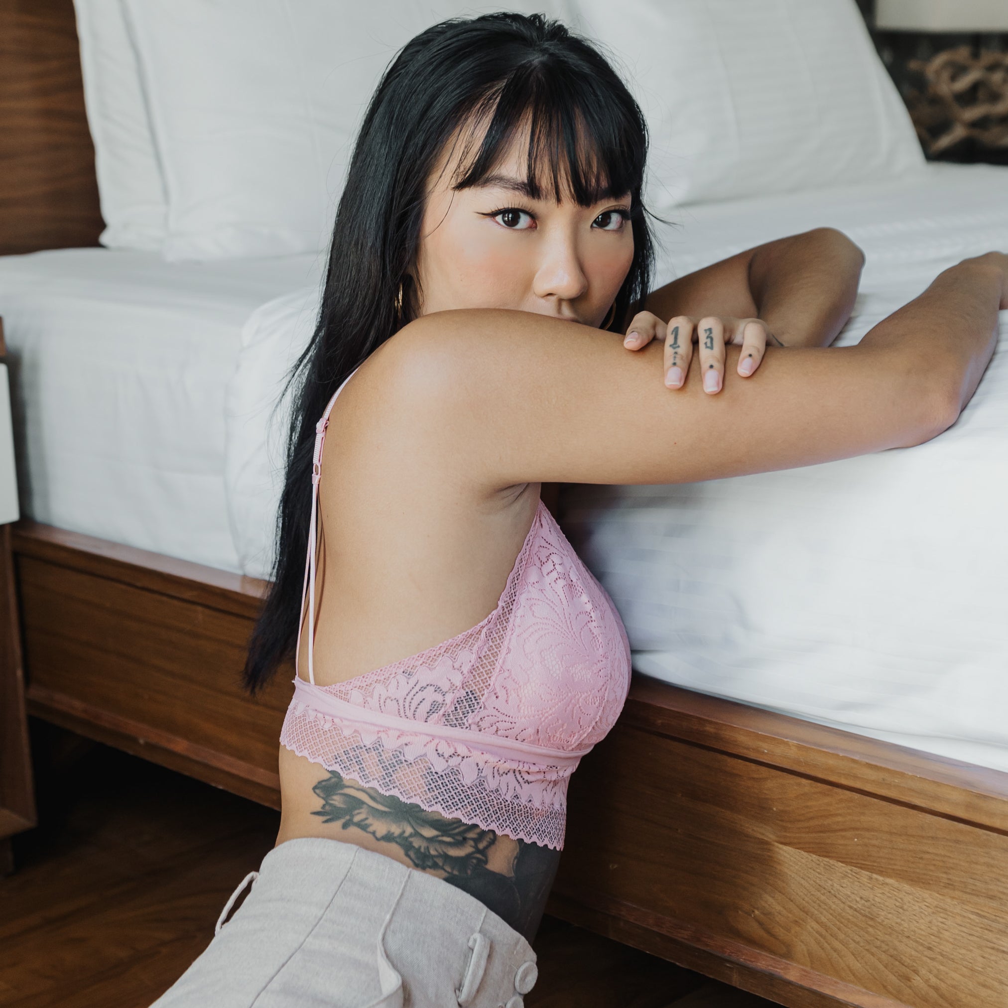 Crushing On Lace Midi Bralette in Pink