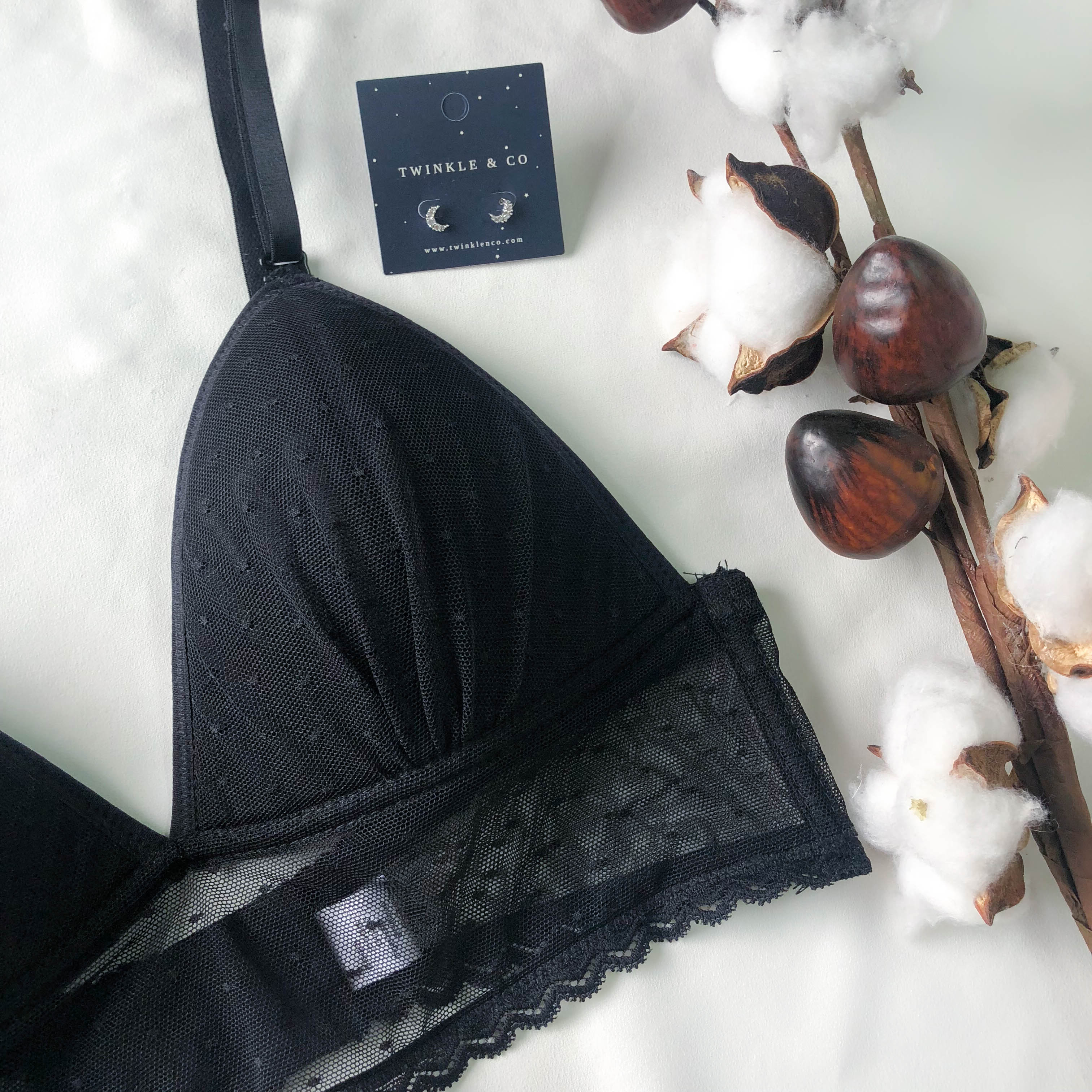 LIVE FREE! Polka Dot Mesh Bralette in Black Polka