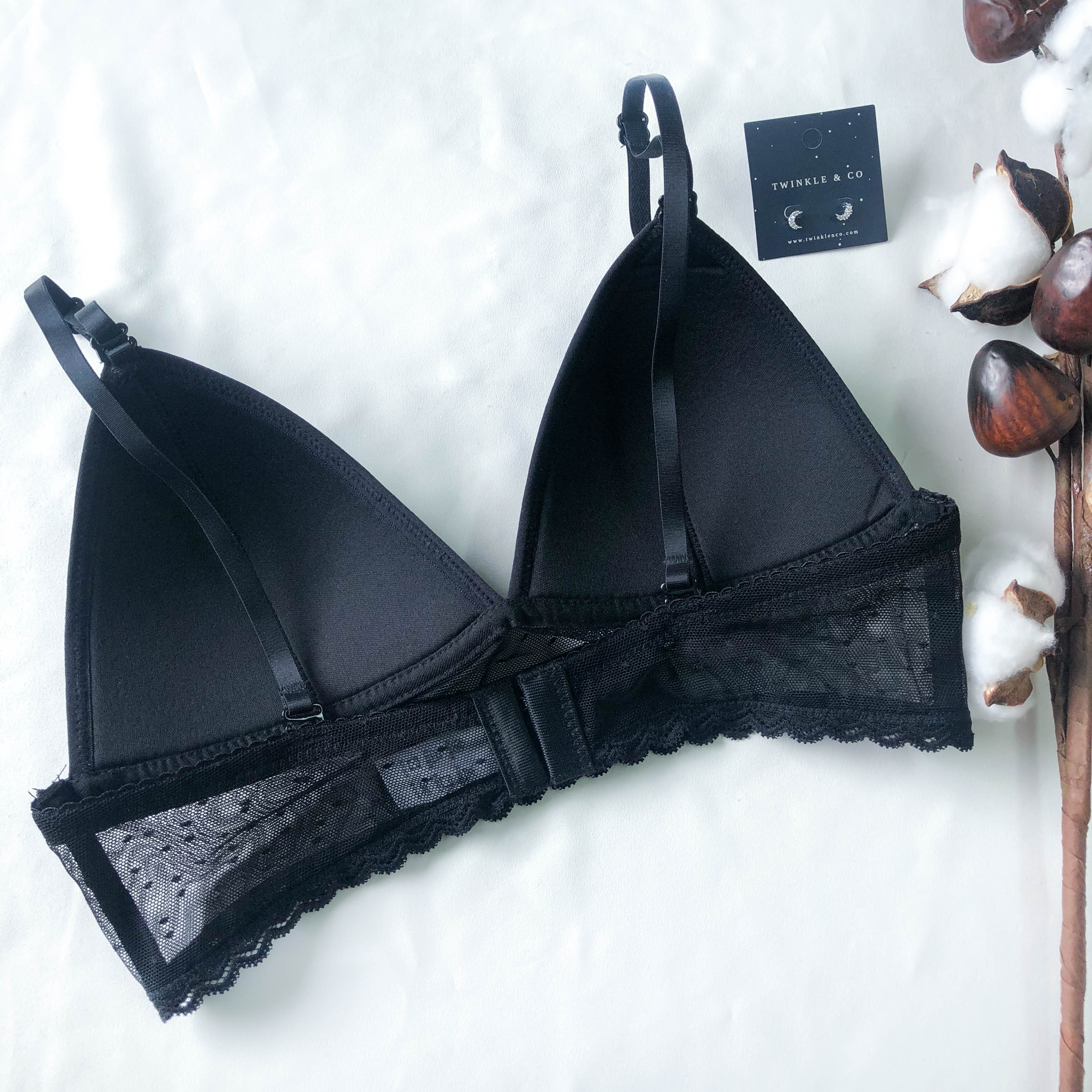 LIVE FREE! Polka Dot Mesh Bralette in Black Polka